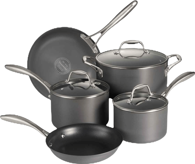 OnyxPro 8-Piece Hard Anodized Nonstick Cookware Set with Lids