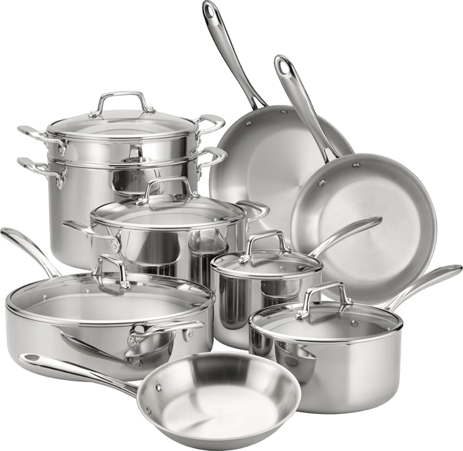 TriPly Clad Stainless Steel Glass Lid 14 Pc Cookware Set