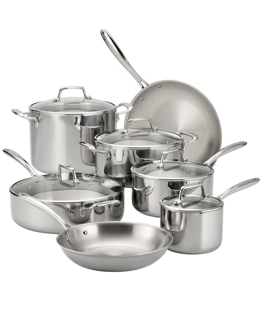 TriPly Clad Stainless Steel Glass Lid 12 Pc Cookware Set