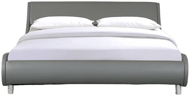 Streamdale Gray Faux Leather Platform Bed, No Box Spring Needed, Queen