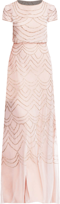 Adrianna papell short on sale sleeve beaded blouson gown