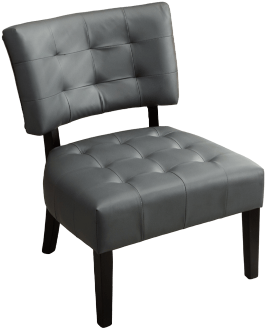 Simplie Fun Blended Leather Tufted Accent Chair with Oversized Seating, Gray