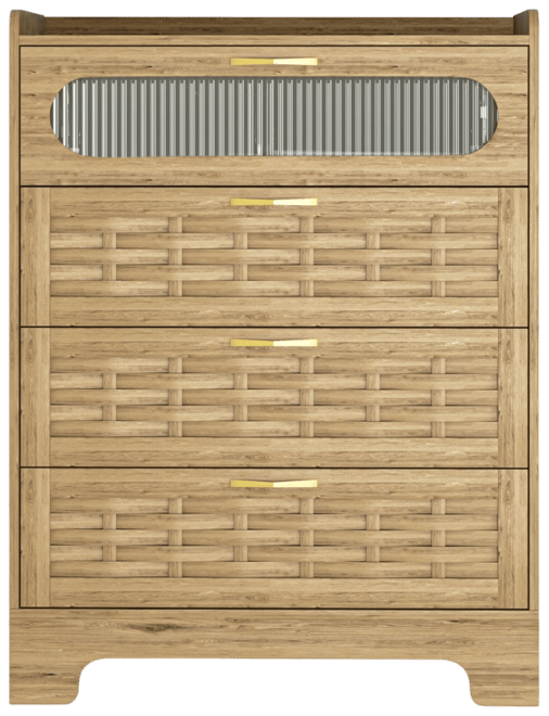 Simplie Fun Multipurpose 4-Drawer Dresser with Stylish Woven Texture Top