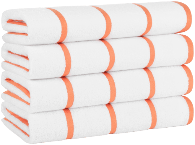 Las Rayas Beach Towels (4 Pack), 30x60 in., Striped Color Options, 100% Soft Cotton