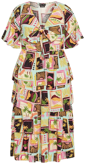 Plus Size Ana Tie Maxi Tiered Dress