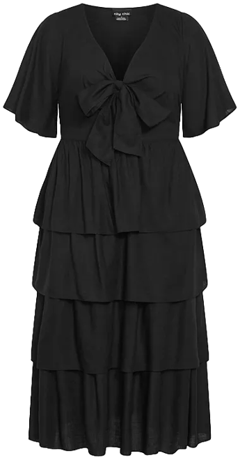 Plus Size Ana Tie Maxi Tiered Dress