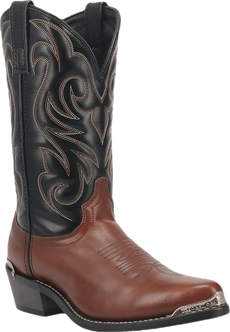 Laredo Mens Nashville Block Heel Cowboy Boots, Color: Peanut-black