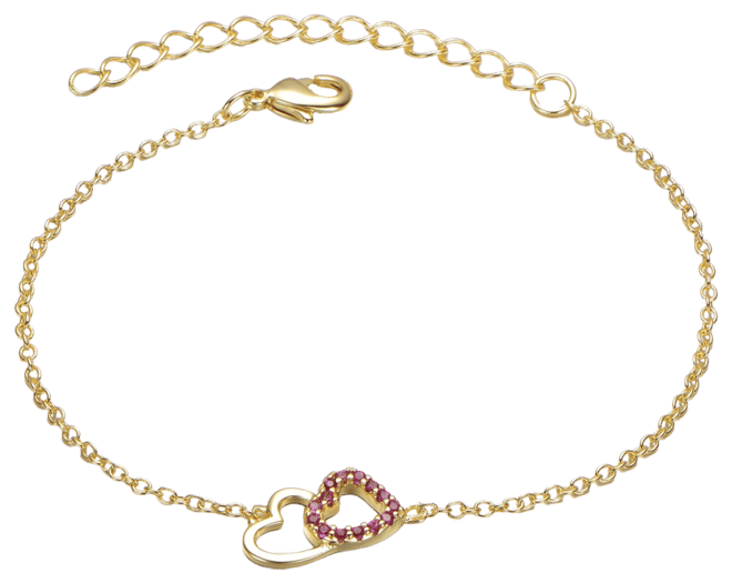 Kids 18k Rose Gold Plated Cubic Zirconia Double Heart Entwined White Gold Plated Bracelet