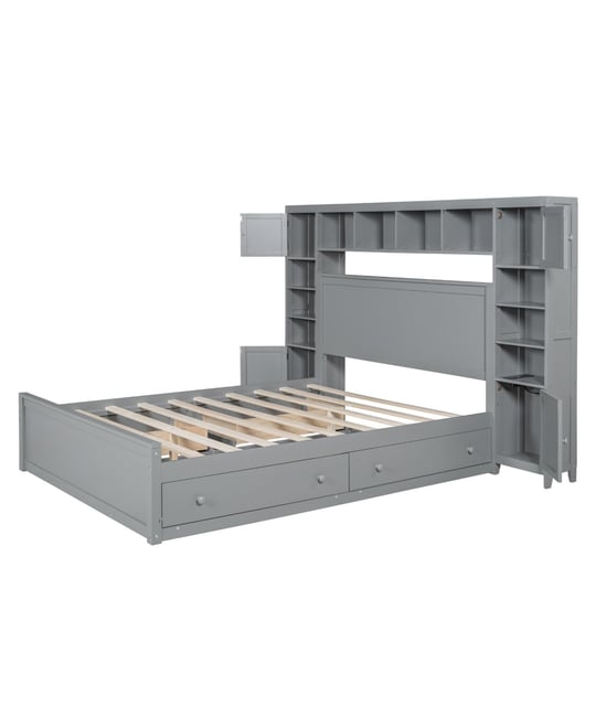 Streamdale Wooden Queen Bed with Cabinetry and Outlets