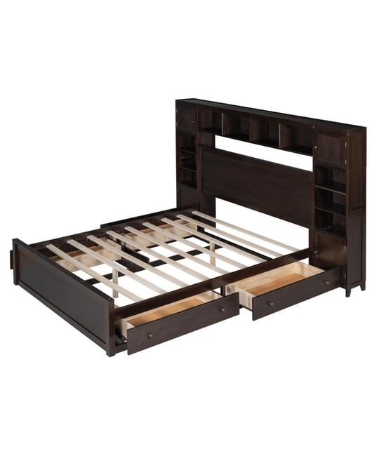 Streamdale Wooden Queen Bed with Cabinetry and Outlets