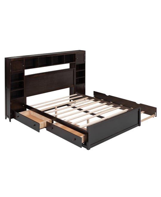 Streamdale Wooden Queen Bed with Cabinetry and Outlets