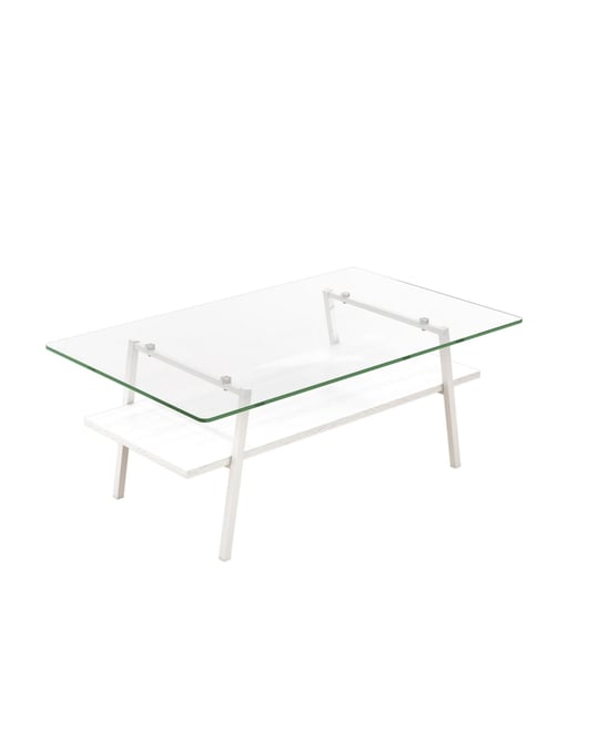 Streamdale White Metal and Glass Coffee Table