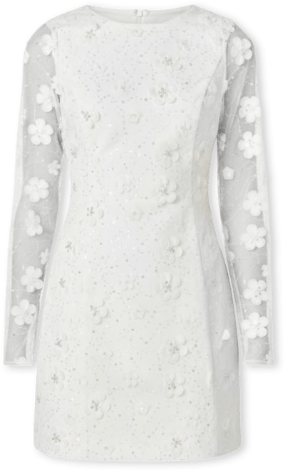 Women's Beaded Overlay Floral Mini Dress