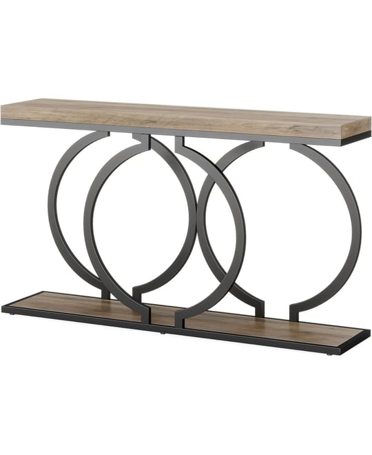 Industrial Console Table, 55 inch Wood Entryway Table Narrow Long Sofa Table, Rustic Accent Table