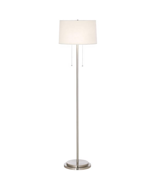 Simplicity Modern Floor Lamp 59" Tall Brushed Nickel Silver Off White Tapered Drum Shade for Living Room Bedroom Office House