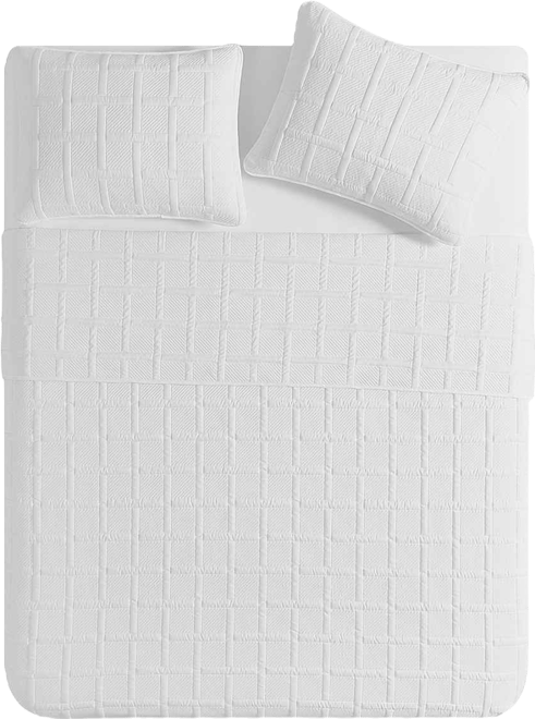 Solid Square 3-Piece Quilt Set, Full/Queen