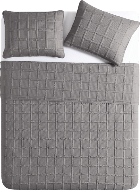Solid Square 3-Piece Quilt Set, Full/Queen