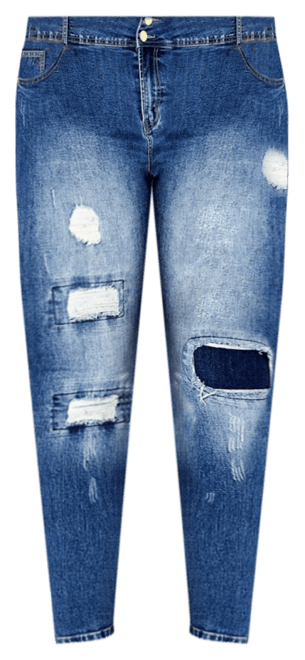 Plus Size Patched Apple Skinny Jean
