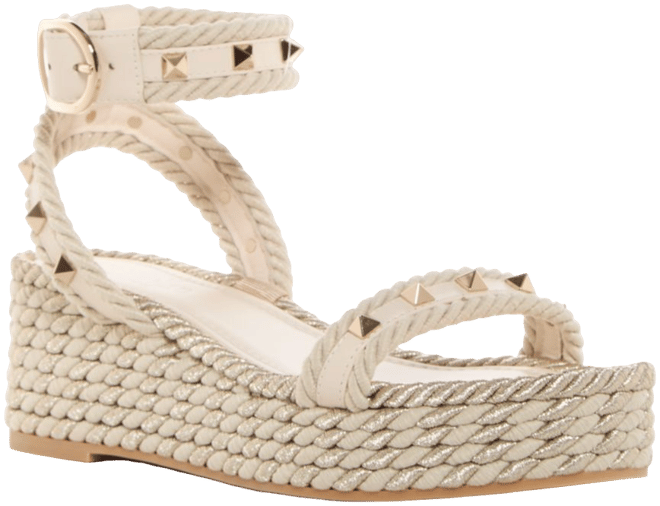 Valentino Garavani Women's Rockstud Espadrille Wedge Sandals