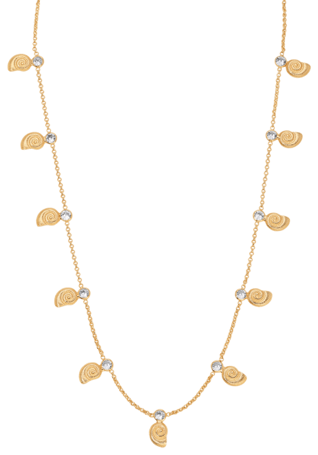 18k Gold Plated Swirled Shell Dangle Charm Necklace