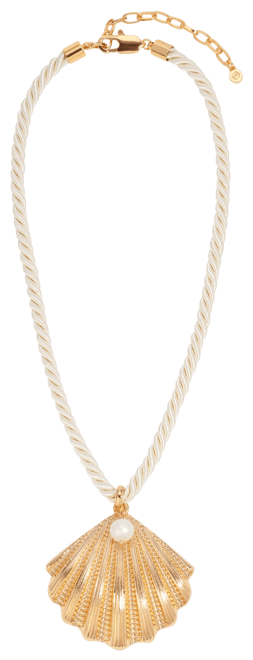 Silk Cord Scallop Shell Pendant Necklace