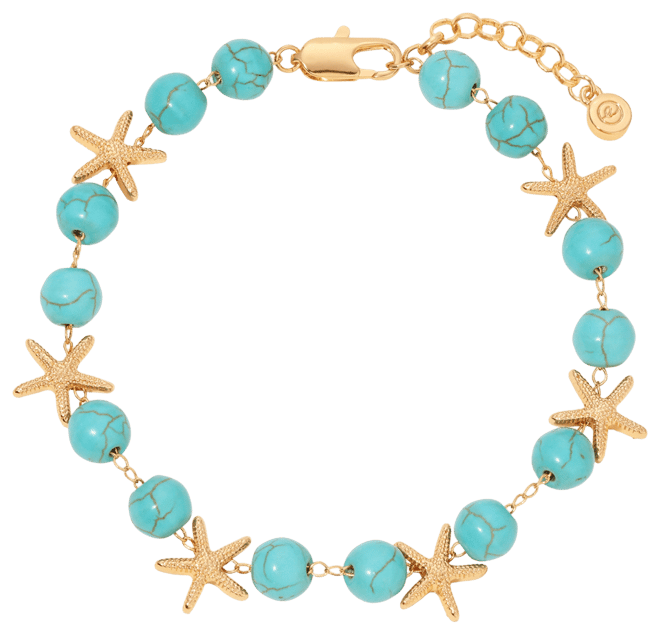 Starfish and Turquoise Linked Anklet