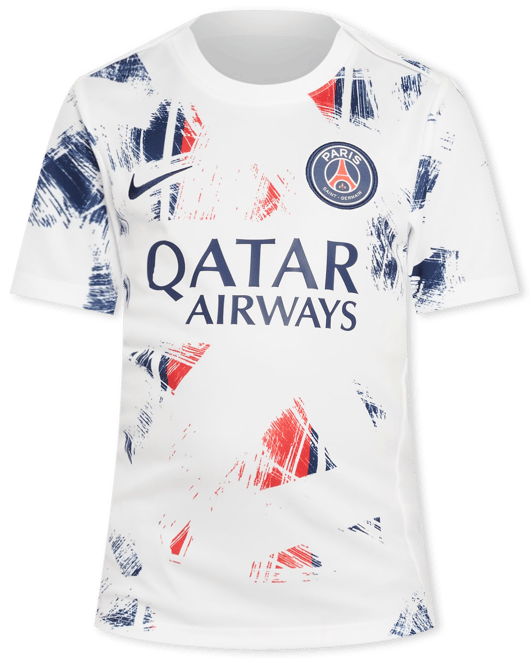 Paris Saint-Germain Academy Pro Away Big Kids' Nike Dri-FIT Soccer Pre-Match Short-Sleeve Top