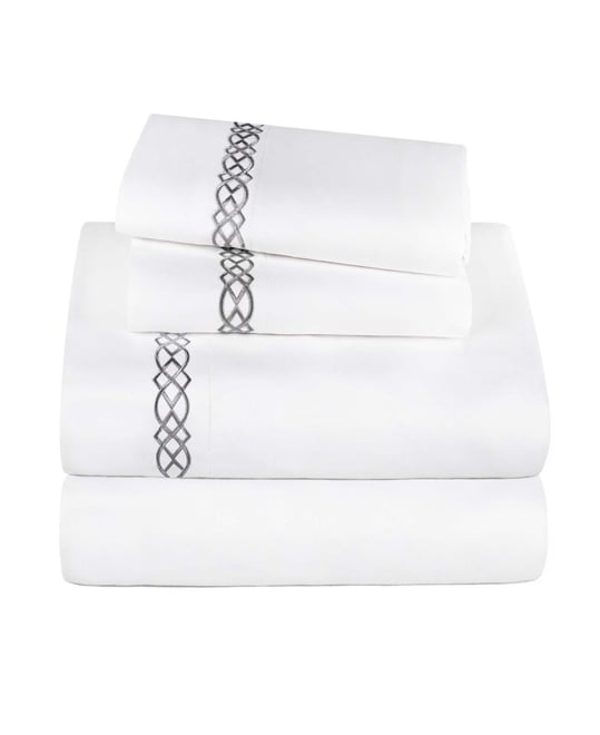 Egyptian Cotton 1000 Thread Count Embroidered Bed Sheet Set, California King