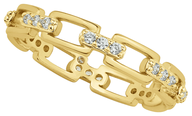 Cubic Zirconia 18K Gold Plated Link Ring