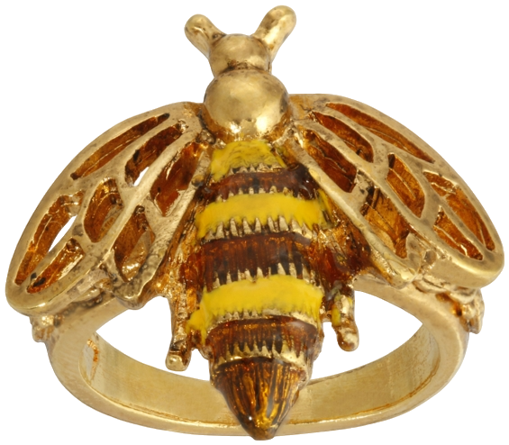 Enamel Yellow and Brown Bee Ring Size 8