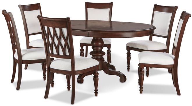 Daria 7-Pc. Dining Set (Round Table & 6 Upholstered Back Side Chairs), Created for Macy's