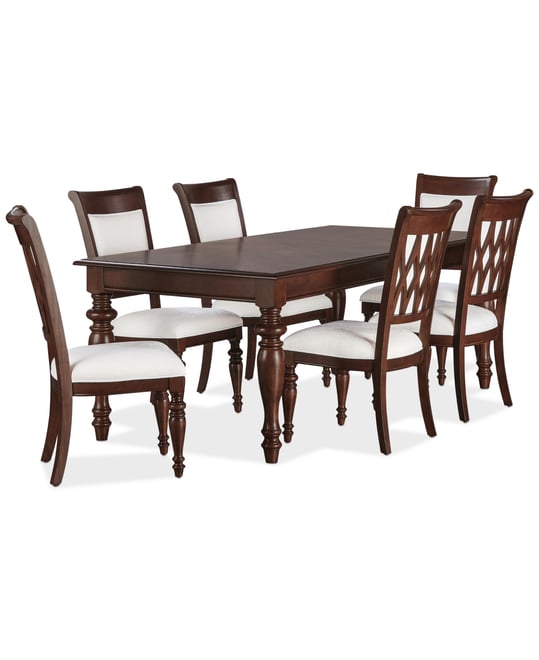 Daria 7-Pc. Dining Set (Rectangular Table & 6 Upholstered Back Side Chairs), Created for Macy's