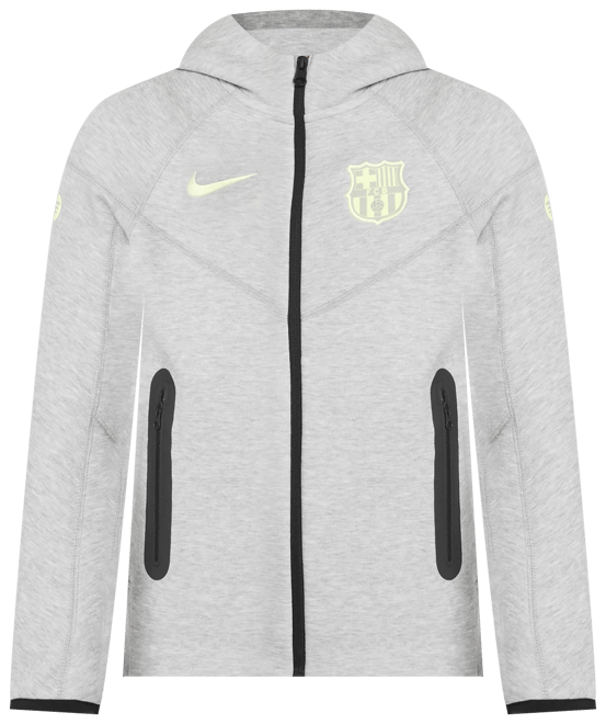 FC Barcelona Tech Fleece Nike Tam Boy Fermuarlı Genç Çocuk (Erkek) Kapüşonlu Futbol Üstü