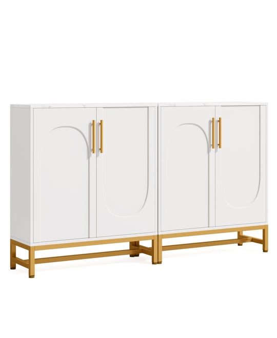 Modern Sideboards, Buffet Cabinet with 4 Doors and Adjustable Shelves