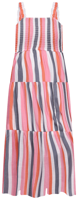 Petite Smocked-Bodice Tiered Midi Dress