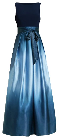 Ombre Satin Bow Sash Gown