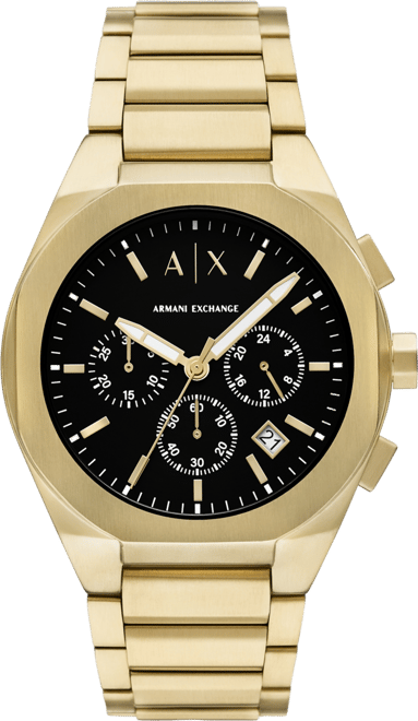 【特価】 A|X Stainless Gold Chronograph Quartz Men's Exchange Armani 時計