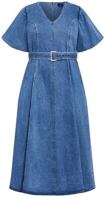 Plus Size Denim Delilah Midi Dress