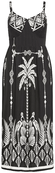 Plus Size Jez Border Print Maxi Dress
