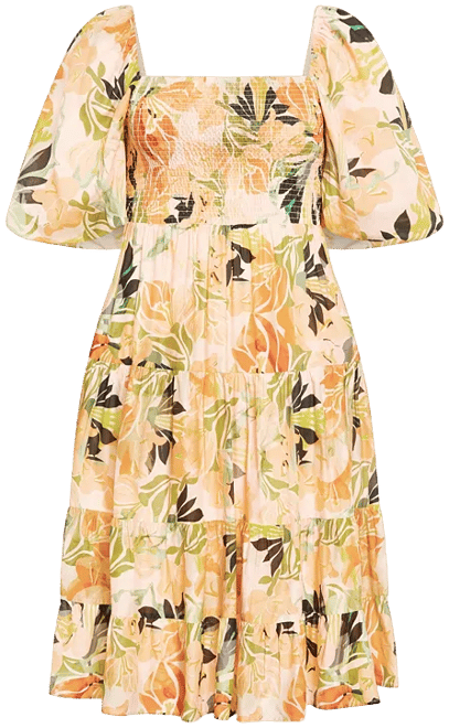 Women's Ariella Puff Sleeves Tier Print Dress