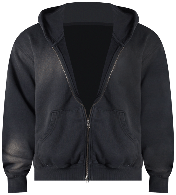 Faded Basic Zip Hoodie - Washed Black | mnml