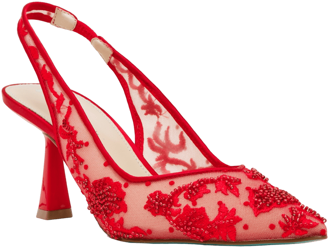 Betsey Johnson Women s Nikki Embroidered Slingback Evening Pumps Macy s