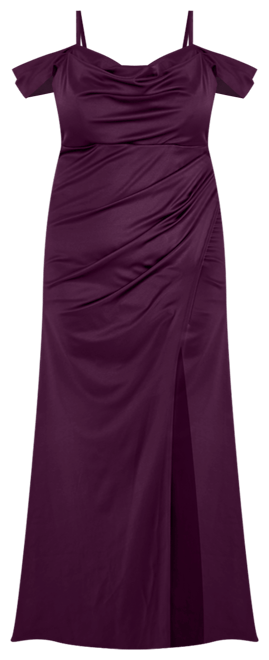 Trendy Plus Size Off-The-Shoulder Satin Gown