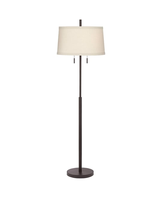 Nayla Modern Floor Lamp 62 1/2" Tall Bronze Metal Off White Fabric Tapered Drum Shade for Living Room Bedroom Office House Ho