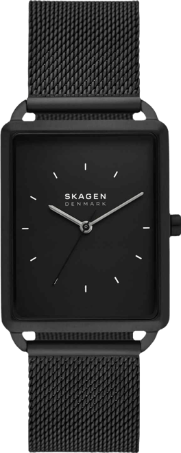 Men's Hagen Three Hand Black Stainless Steel 36mm