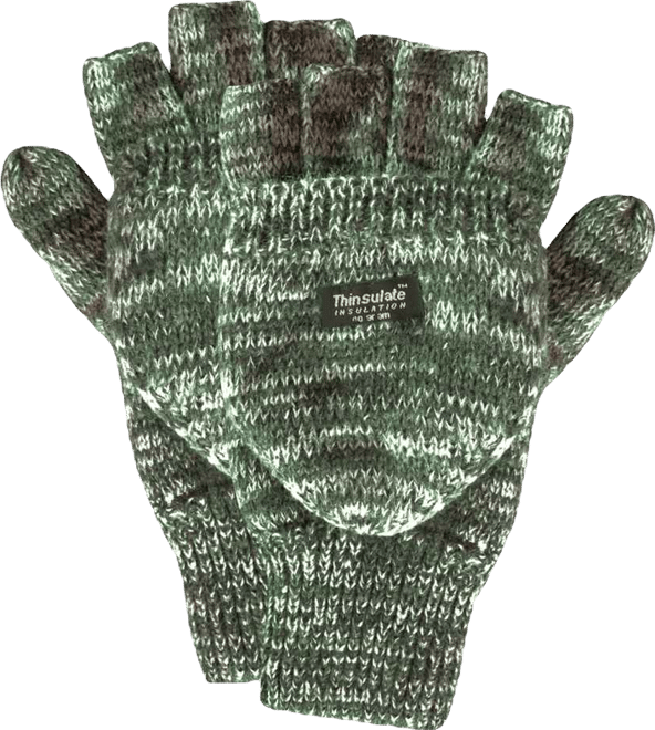 Men's Unisex Knit Flip Gloves , Brown, Large