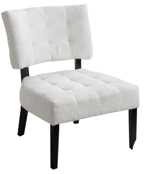 Simplie Fun Boucle Tufted Accent Chair with Oversized Seating, White