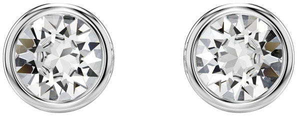 Round Cut, White, Rhodium Plated Imber Stud Earrings