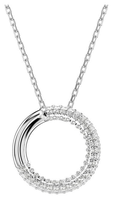 Dextera Pendant, Pave, White, Rhodium Plated Necklace