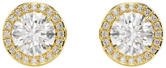 Round Cut, Gold Tone, Gold-Tone Plated Una Stud Earrings